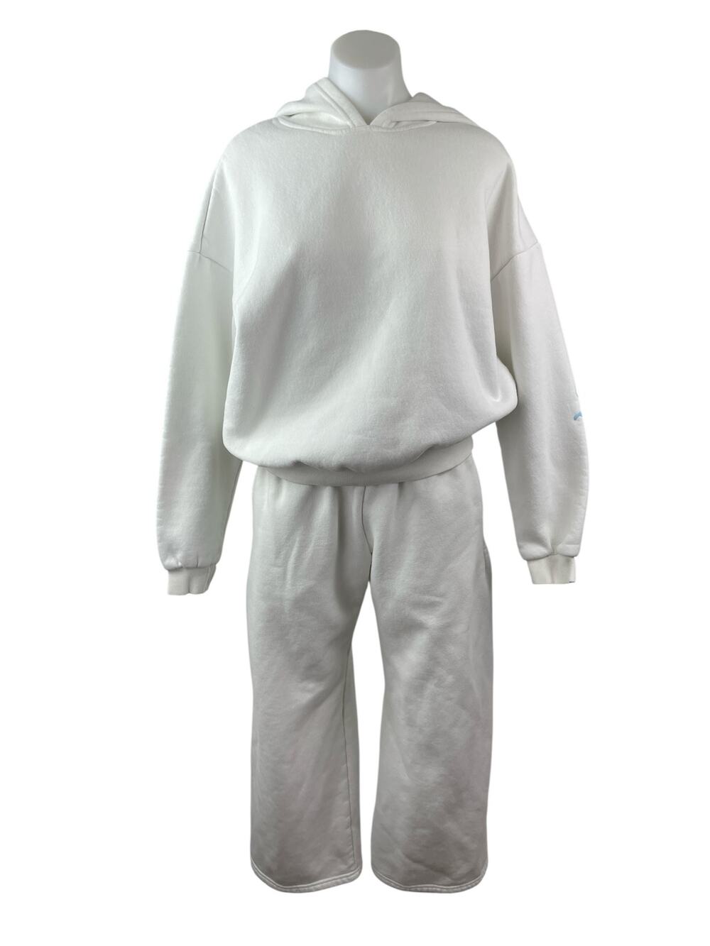 Edikted White Hoodie Sweatshirt Wide Leg Sweat Pants Athletic Activewear Set S/M